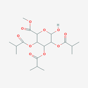 molecular formula C19H30O10 B12324021 Methyl 6-hydroxy-3,4,5-tris[(2-methylpropanoyl)oxy]oxane-2-carboxylate 