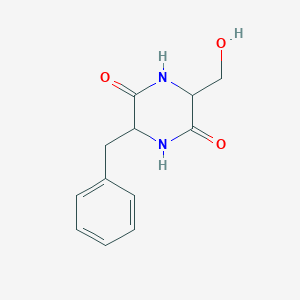 molecular formula C12H14N2O3 B12324056 2,5-Piperazinedione, 3-(hydroxymethyl)-6-(phenylmethyl)- CAS No. 57287-86-2