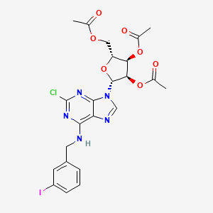 molecular formula C23H23ClIN5O7 B12324311 Adenosine, 2-chloro-N-[(3-iodophenyl)methyl]-, 2',3',5'-triacetate 