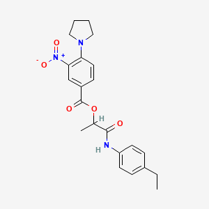 molecular formula C22H25N3O5 B1232436 3-Nitro-4-(1-pyrrolidinyl)benzoic acid [1-(4-ethylanilino)-1-oxopropan-2-yl] ester 