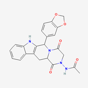 molecular formula C23H20N4O5 B12324537 N-[2-(1,3-benzodioxol-5-yl)-4,7-dioxo-3,6,17-triazatetracyclo[8.7.0.03,8.011,16]heptadeca-1(10),11,13,15-tetraen-6-yl]acetamide 