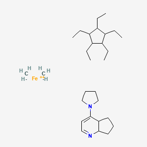 molecular formula C29H54FeN2 B12324595 carbanide;iron(2+);1,2,3,4,5-pentaethylcyclopentane;4-pyrrolidin-1-yl-5,6,7,7a-tetrahydro-4aH-cyclopenta[b]pyridine 