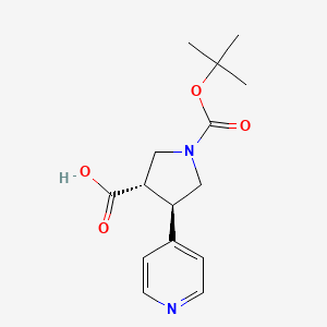 molecular formula C15H20N2O4 B12324601 Boc-(+/-)-trans-4-(4-pyridinyl)-pyrrolidine-3-carboxylic acid 