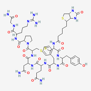 molecular formula C56H79N17O14S3 B12324863 Biotinyl-cys-tyr-phe-gln-asn-cys-pro-arg-gly-NH2 