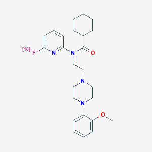 molecular formula C25H33FN4O2 B1232489 N-(6-(18F)fluoranylpyridin-2-yl)-N-[2-[4-(2-methoxyphenyl)piperazin-1-yl]ethyl]cyclohexanecarboxamide 
