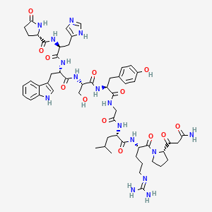 molecular formula C55H74N16O13 B12325040 H-Pyr-His-Trp-Ser-Tyr-Gly-Leu-Arg-Pro-CH2CONH2 