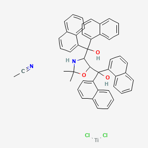molecular formula C49H42Cl2N2O3Ti B12325058 Acetonitrile;dichlorotitanium;[5-[hydroxy(dinaphthalen-1-yl)methyl]-2,2-dimethyl-1,3-oxazolidin-4-yl]-dinaphthalen-1-ylmethanol 