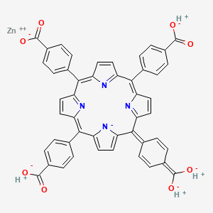 molecular formula C48H28N4O8Zn B1232511 ZINC;4-[10,15-bis(4-carboxylatophenyl)-20-[4-(dioxidomethylidene)cyclohexa-2,5-dien-1-ylidene]porphyrin-24-id-5-yl]benzoate;hydron CAS No. 27647-84-3