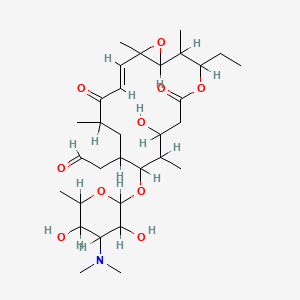 molecular formula C31H51NO10 B1232532 2-[(14E)-9-[4-(dimethylamino)-3,5-dihydroxy-6-methyloxan-2-yl]oxy-3-ethyl-7-hydroxy-2,8,12,16-tetramethyl-5,13-dioxo-4,17-dioxabicyclo[14.1.0]heptadec-14-en-10-yl]acetaldehyde CAS No. 25339-90-6