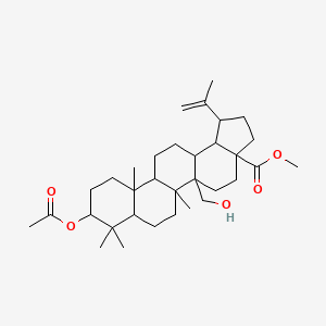 molecular formula C33H52O5 B12325326 Methyl 9-acetyloxy-5a-(hydroxymethyl)-5b,8,8,11a-tetramethyl-1-prop-1-en-2-yl-1,2,3,4,5,6,7,7a,9,10,11,11b,12,13,13a,13b-hexadecahydrocyclopenta[a]chrysene-3a-carboxylate 