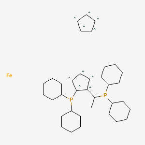 molecular formula C36H56FeP2 B12325353 (R)-(-)-1-[(S)-2-Dicyclohexylphosphino)ferrocenyl]ethyldicyclohexylphosphine 
