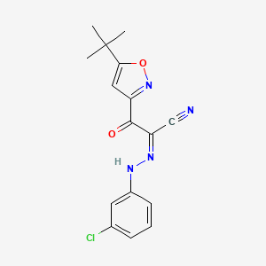 molecular formula C16H15ClN4O2 B1232539 (1Z)-2-(5-tert-butyl-1,2-oxazol-3-yl)-N-(3-chloroanilino)-2-oxoethanimidoyl cyanide 