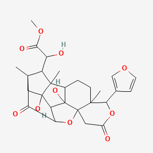 molecular formula C27H32O10 B12325404 Methyl 2-[8-(furan-3-yl)-1,3-dihydroxy-7,16,18-trimethyl-10,15-dioxo-9,13-dioxahexacyclo[14.2.1.02,14.03,12.04,18.07,12]nonadecan-17-yl]-2-hydroxyacetate 
