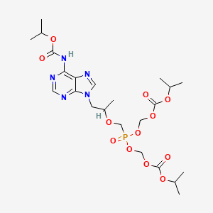 molecular formula C23H36N5O12P B12325455 Isopropyl (9-(2-((bis(((isopropoxycarbonyl)oxy)methoxy)phosphoryl)methoxy)propyl)-9h-purin-6-yl)carbamate 