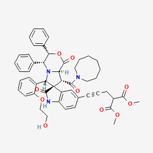 2-[3-[(3S,3'S,4'R,6'S,8'R,8'aR)-8'-[1-azocanyl(oxo)methyl]-6'-[2-(2-hydroxyethoxy)phenyl]-1',2-dioxo-3',4'-diphenyl-5-spiro[1H-indole-3,7'-4,6,8,8a-tetrahydro-3H-pyrrolo[2,1-c][1,4]oxazine]yl]prop-2-ynyl]propanedioic acid dimethyl ester