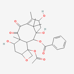 molecular formula C29H34O10 B12325740 (4-Acetyloxy-1,9,15-trihydroxy-10,14,17,17-tetramethyl-11,12-dioxo-6-oxatetracyclo[11.3.1.03,10.04,7]heptadec-13-en-2-yl) benzoate 