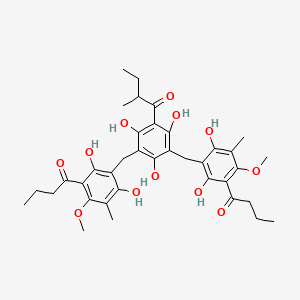 1-[3,5-Bis[(3-butanoyl-2,6-dihydroxy-4-methoxy-5-methylphenyl)methyl]-2,4,6-trihydroxyphenyl]-2-methylbutan-1-one
