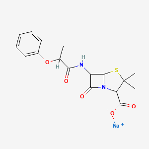 molecular formula C17H19N2NaO5S B12325929 Sodium;3,3-dimethyl-7-oxo-6-(2-phenoxypropanoylamino)-4-thia-1-azabicyclo[3.2.0]heptane-2-carboxylate 