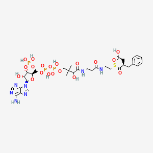 (3R)-4-[2-[3-[[4-[[[(2R,3S,4R,5R)-5-(6-aminopurin-9-yl)-4-hydroxy-3-phosphonooxyoxolan-2-yl]methoxy-hydroxyphosphoryl]oxy-hydroxyphosphoryl]oxy-2-hydroxy-3,3-dimethylbutanoyl]amino]propanoylamino]ethylsulfanyl]-3-benzyl-4-oxobutanoic acid