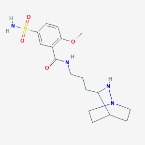molecular formula C17H26N4O4S B012326 N-(3-(1,2-Diazabicyclo(2.2.2)oct-3-yl)propyl)-2-methoxy-5-sulfamoylbenzamide CAS No. 100243-27-4