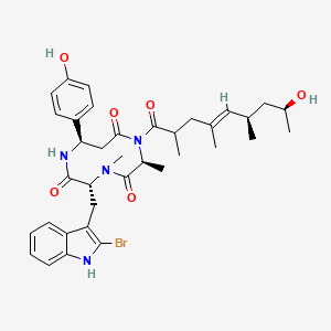molecular formula C36H45BrN4O6 B12326103 Cyclo[(3R)-3-(4-hydroxyphenyl)-beta-alanyl-(2S,4E,6R,8S)-8-hydroxy-2,4,6-trimethyl-4-nonenoyl-L-alanyl-2-bromo-N-methyl-D-tryptophyl] 