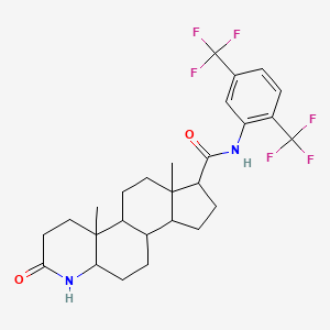 molecular formula C27H32F6N2O2 B12326151 N-[2,5-bis(trifluoromethyl)phenyl]-9a,11a-dimethyl-7-oxo-1,2,3,3a,3b,4,5,5a,6,8,9,9b,10,11-tetradecahydroindeno[5,4-f]quinoline-1-carboxamide 