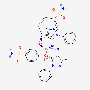 molecular formula C32H27CrN10O8S2 B12326196 Hydrogen bis[3-[(4,5-dihydro-3-methyl-5-oxo-1-phenyl-1H-pyrazol-4-yl)azo]-4-hydroxybenzene-1-sulphonamidato(2-)]chromate(1-) CAS No. 30112-70-0