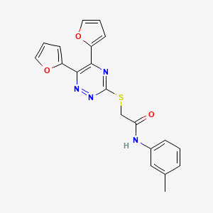 molecular formula C20H16N4O3S B1232647 2-[[5,6-bis(2-furanyl)-1,2,4-triazin-3-yl]thio]-N-(3-methylphenyl)acetamide 