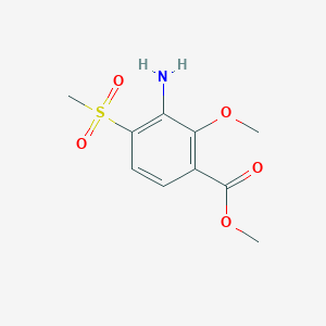 molecular formula C10H13NO5S B12326505 3-Amino-4-methanesulfonyl-2-methoxy-benzoic acid methyl ester 