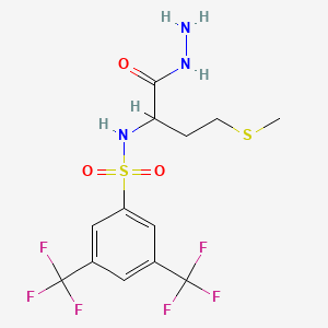 molecular formula C13H15F6N3O3S2 B12326672 N-[1-hydrazinyl-4-(methylthio)-1-oxobutan-2-yl]-3,5-bis(trifluoromethyl)benzenesulfonamide 