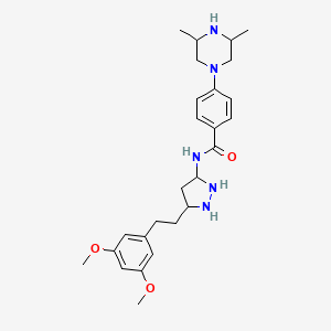 molecular formula C26H37N5O3 B12326745 N-[5-[2-(3,5-dimethoxyphenyl)ethyl]pyrazolidin-3-yl]-4-(3,5-dimethylpiperazin-1-yl)benzamide 