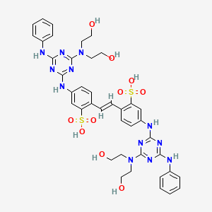molecular formula C40H44N12O10S2 B1232675 2,2'-(1,2-Ethenediyl)bis(5-((4-(bis(2-hydroxyethyl)amino)-6-(phenylamino)-1,3,5-triazin-2-yl)amino)benzenesulfonic acid CAS No. 4404-43-7