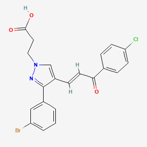 3-[3-(3-bromophenyl)-4-[(E)-3-(4-chlorophenyl)-3-oxoprop-1-enyl]pyrazol-1-yl]propanoic acid