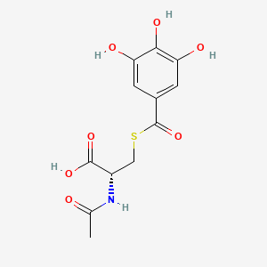molecular formula C12H13NO7S B12326790 L-Cysteine, N-acetyl-S-(3,4,5-trihydroxybenzoyl)- 