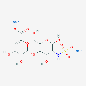 molecular formula C12H17NNa2O13S B12326908 disodium;2-[4,6-dihydroxy-2-(hydroxymethyl)-5-(sulfonatoamino)oxan-3-yl]oxy-3,4-dihydroxy-3,4-dihydro-2H-pyran-6-carboxylate 