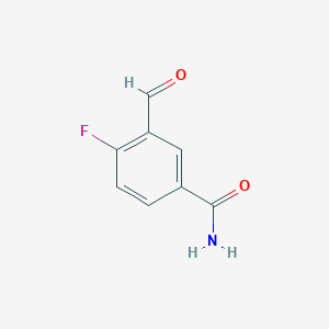 molecular formula C8H6FNO2 B12326995 4-Fluoro-3-formylbenzamide CAS No. 1005763-14-3