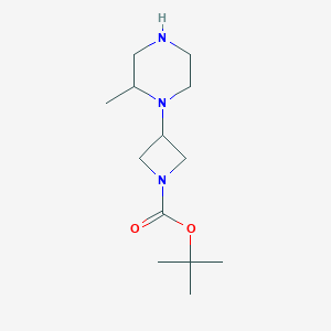molecular formula C13H25N3O2 B12327046 Tert-butyl 3-(2-methylpiperazin-1-YL)azetidine-1-carboxylate 