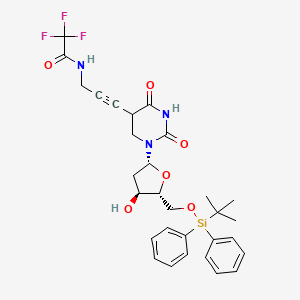 molecular formula C30H34F3N3O6Si B12327074 Uridine, 2'-deoxy-5'-O-[(1,1-dimethylethyl)diphenylsilyl]-5-[3-[(2,2,2-trifluoroacetyl)amino]-1-propyn-1-yl]- 
