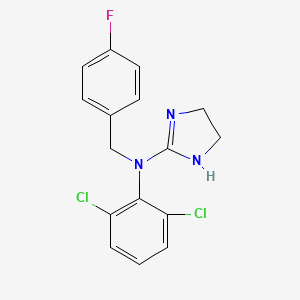 molecular formula C16H14Cl2FN3 B1232709 N-(2,6-dichlorophenyl)-N-[(4-fluorophenyl)methyl]-4,5-dihydro-1H-imidazol-2-amine 