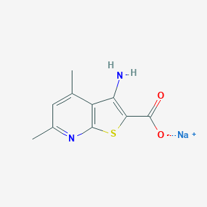 molecular formula C10H9N2NaO2S B123272 Sodium 3-amino-4,6-dimethylthieno[2,3-b]pyridine-2-carboxylate CAS No. 144254-93-3