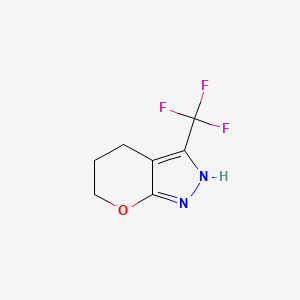 molecular formula C7H7F3N2O B12327203 Pyrano[2,3-c]pyrazole, 1,4,5,6-tetrahydro-3-(trifluoromethyl)- 