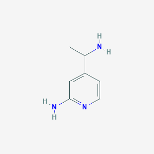 molecular formula C7H11N3 B12327400 4-(1-Aminoethyl)pyridin-2-amine 