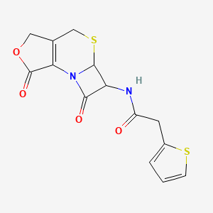 molecular formula C14H12N2O4S2 B12327423 N-(3,11-dioxo-10-oxa-6-thia-2-azatricyclo[6.3.0.02,5]undec-1(8)-en-4-yl)-2-thiophen-2-ylacetamide 