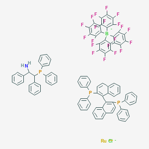molecular formula C94H56BClF20NP3Ru B12327504 Chloro[(R)-2,2'-bis(diphenylphosphino)-1,1'-binaphthyl)][(1R,2R)-2-(diphenylphosphino)-1,2-diphenylethanamine]ruthenium(II) 