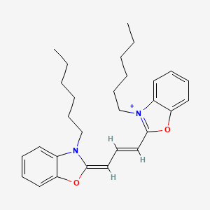 molecular formula C29H37N2O2+ B1232761 3-Hexyl-2-(3-(3-hexyl-2(3H)-benzoxazolylidene)-1-propenyl)benzoxazolium CAS No. 54501-79-0