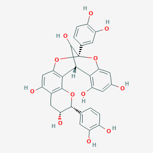 molecular formula C30H24O12 B1232765 (1R,5R,6R,13S)-5,13-bis(3,4-dihydroxyphenyl)-4,12,14-trioxapentacyclo[11.7.1.02,11.03,8.015,20]henicosa-2(11),3(8),9,15,17,19-hexaene-6,9,17,19,21-pentol 