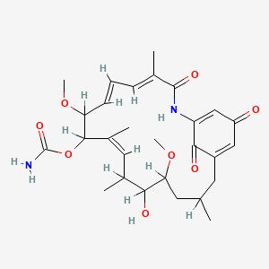 molecular formula C28H38N2O8 B1232776 [(4E,6E,10Z)-13-Hydroxy-8,14-dimethoxy-4,10,12,16-tetramethyl-3,20,22-trioxo-2-azabicyclo[16.3.1]docosa-1(21),4,6,10,18-pentaen-9-yl] carbamate CAS No. 76207-83-5
