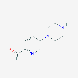molecular formula C10H13N3O B12327908 5-(1-Piperazinyl)-2-pyridinecarboxaldehyde 