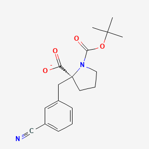 molecular formula C18H21N2O4- B12328069 1,2-Pyrrolidinedicarboxylic acid, 2-[(3-cyanophenyl)methyl]-, 1-(1,1-dimethylethyl) ester, (2S)- 