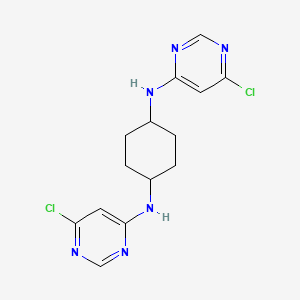 molecular formula C14H16Cl2N6 B12328082 N,N'-Bis-(6-chloro-pyrimidin-4-yl)-cyclohexane-1,4-diamine 